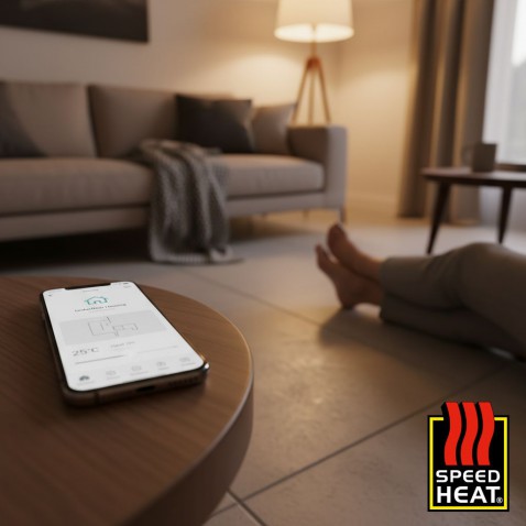 Foto : Ultiem comfort zonder gedoe: elektrische vloerverwarming die past op en onder elke vloer