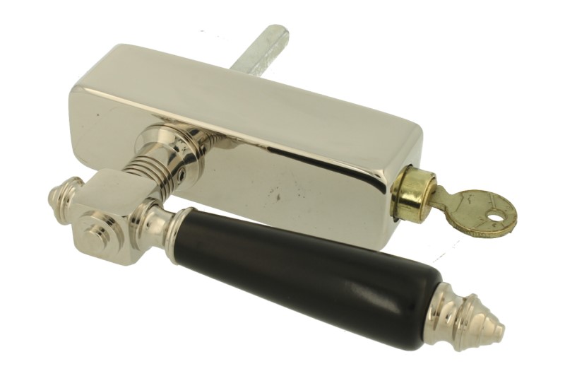 Foto: Draaikiep met slot SL KIKA 11 messing vernikkeld ebbenhout