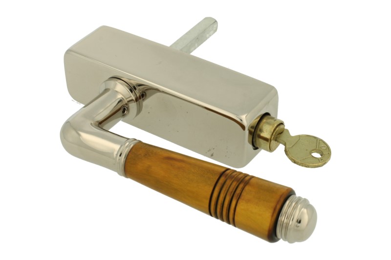 Foto: Draaikiep met slot SL KIKA 12 messing vernikkeld hoorn