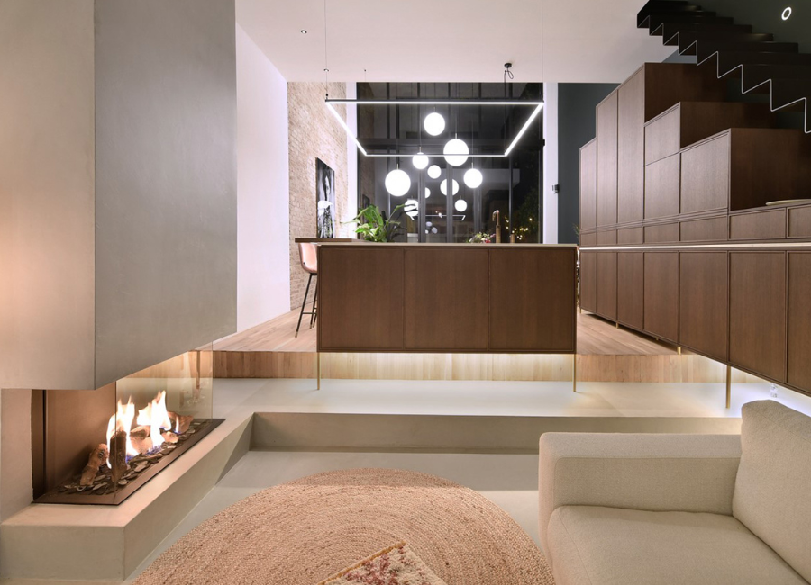 Foto: microcement openhaard