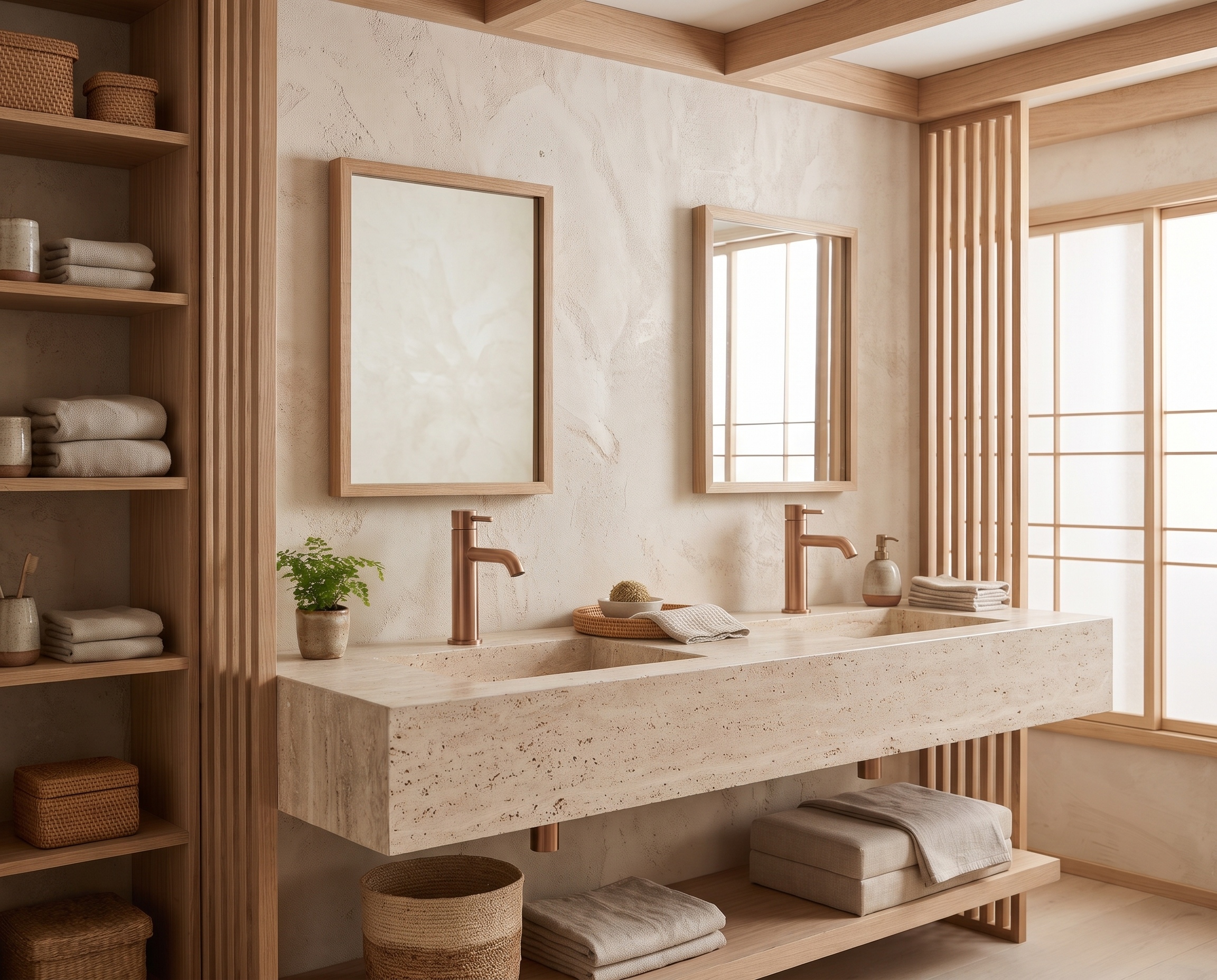 Foto : Japandi badkamer: kranen, douche en afwerking met Aquanello Eterna