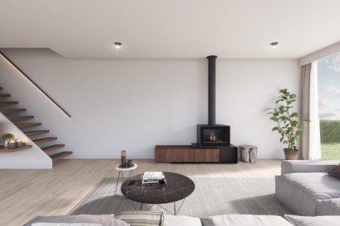 Foto : Vrijstaande haard CUB’R 50 cm – design en warmte in één