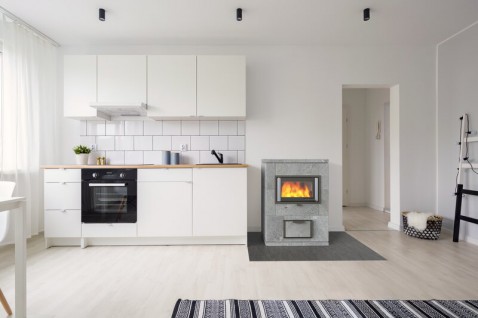 Foto : Nunnauuni Anni Ceramic Blanco – compacte speksteenkachel met dubbele functie