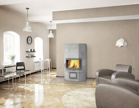 Foto : Rustige kracht: de NunnaUuni Centrio Ceramic Negro speksteenkachel