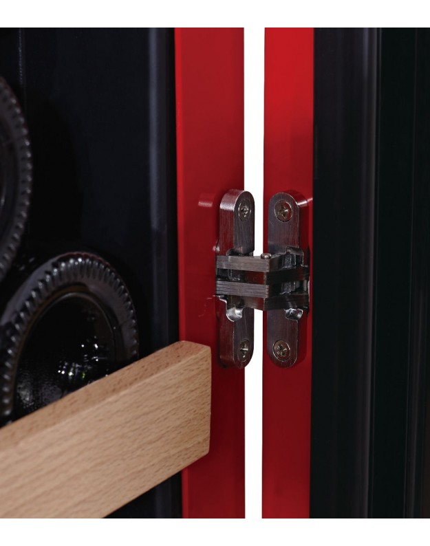 Foto: Wonennl Swisscave WL120F Retrolook retrostyle wijnkoelkast retro wijnklimaatkast rood scharnier 625x794