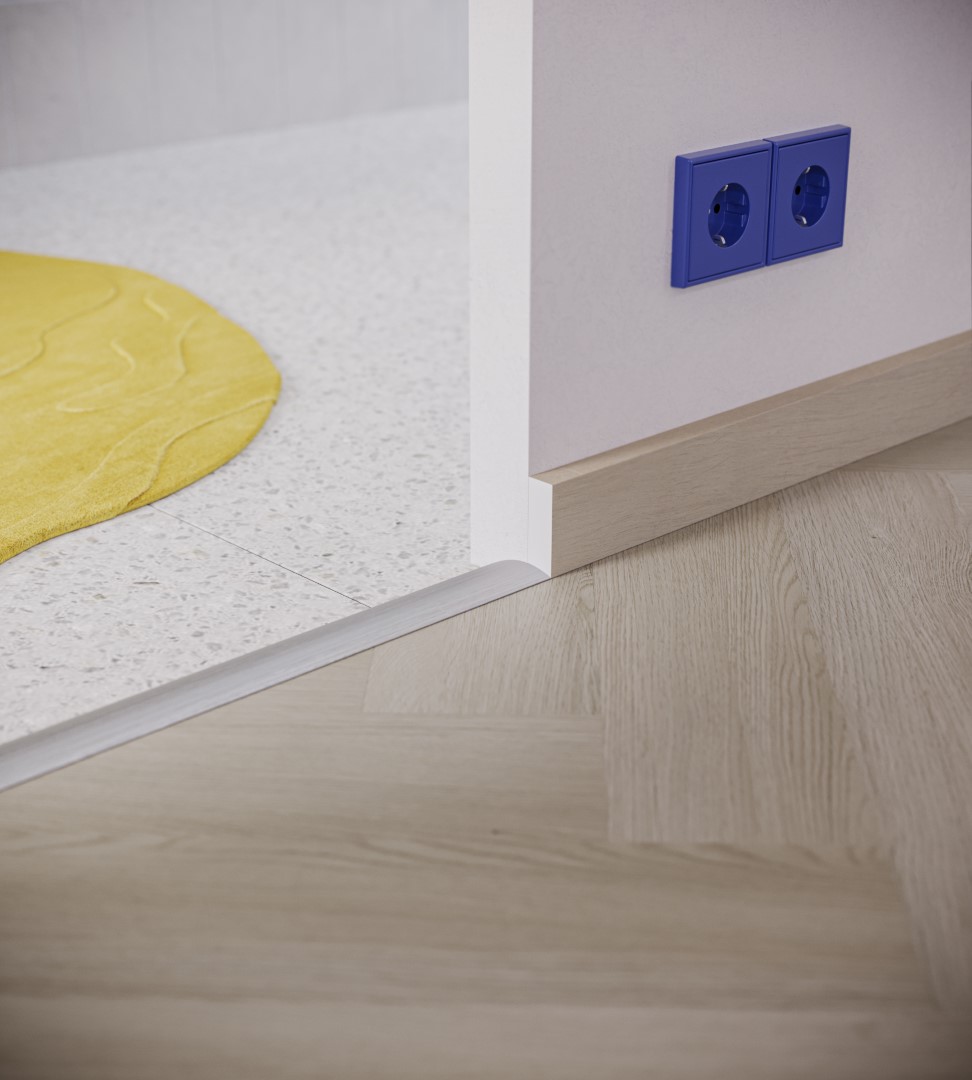 Foto: Parquetvinyl transition profile silver detail  Groot 