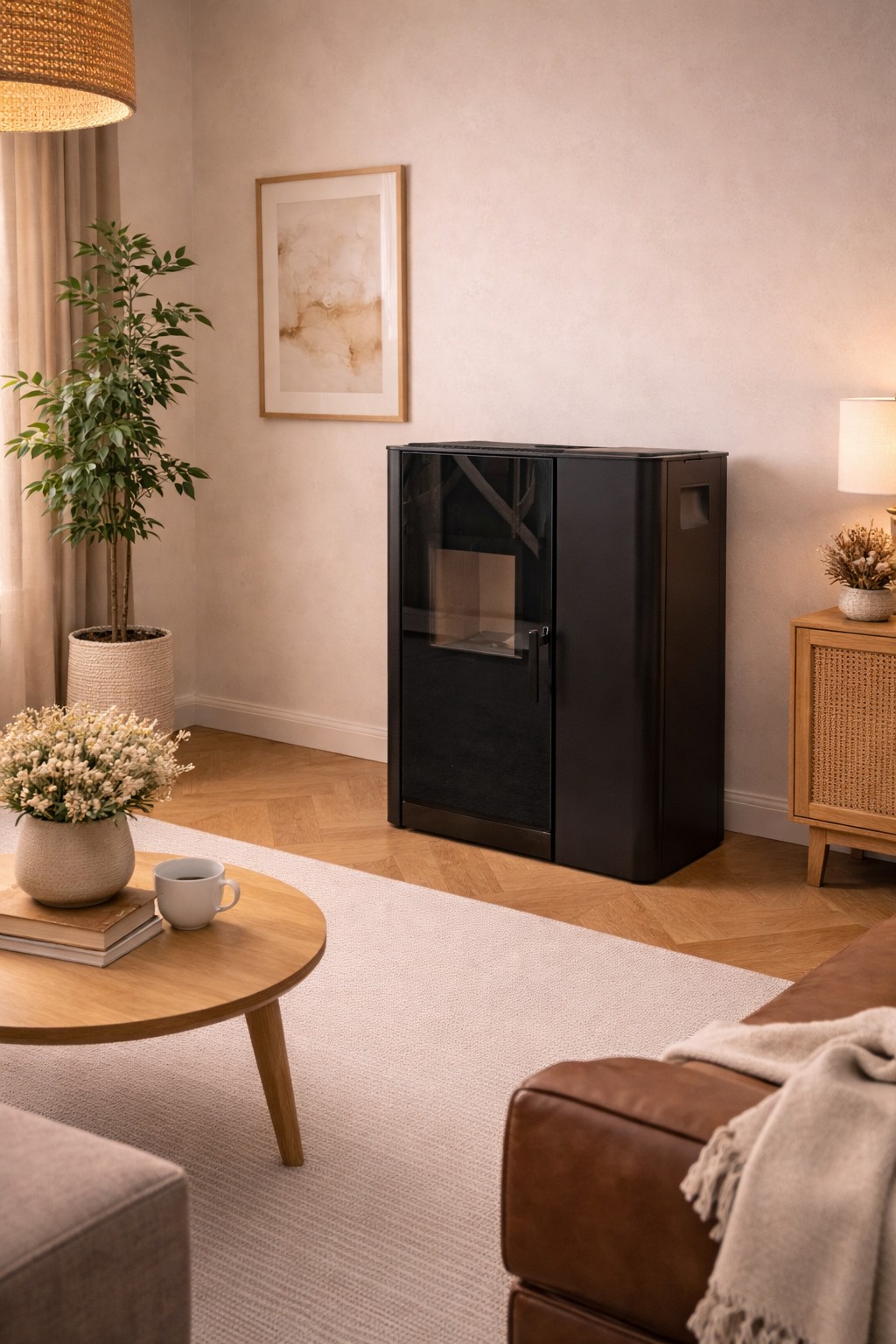 Foto : RIKA Induo 3 combi/hybridekachels: De perfecte harmonie tussen hout en pellets