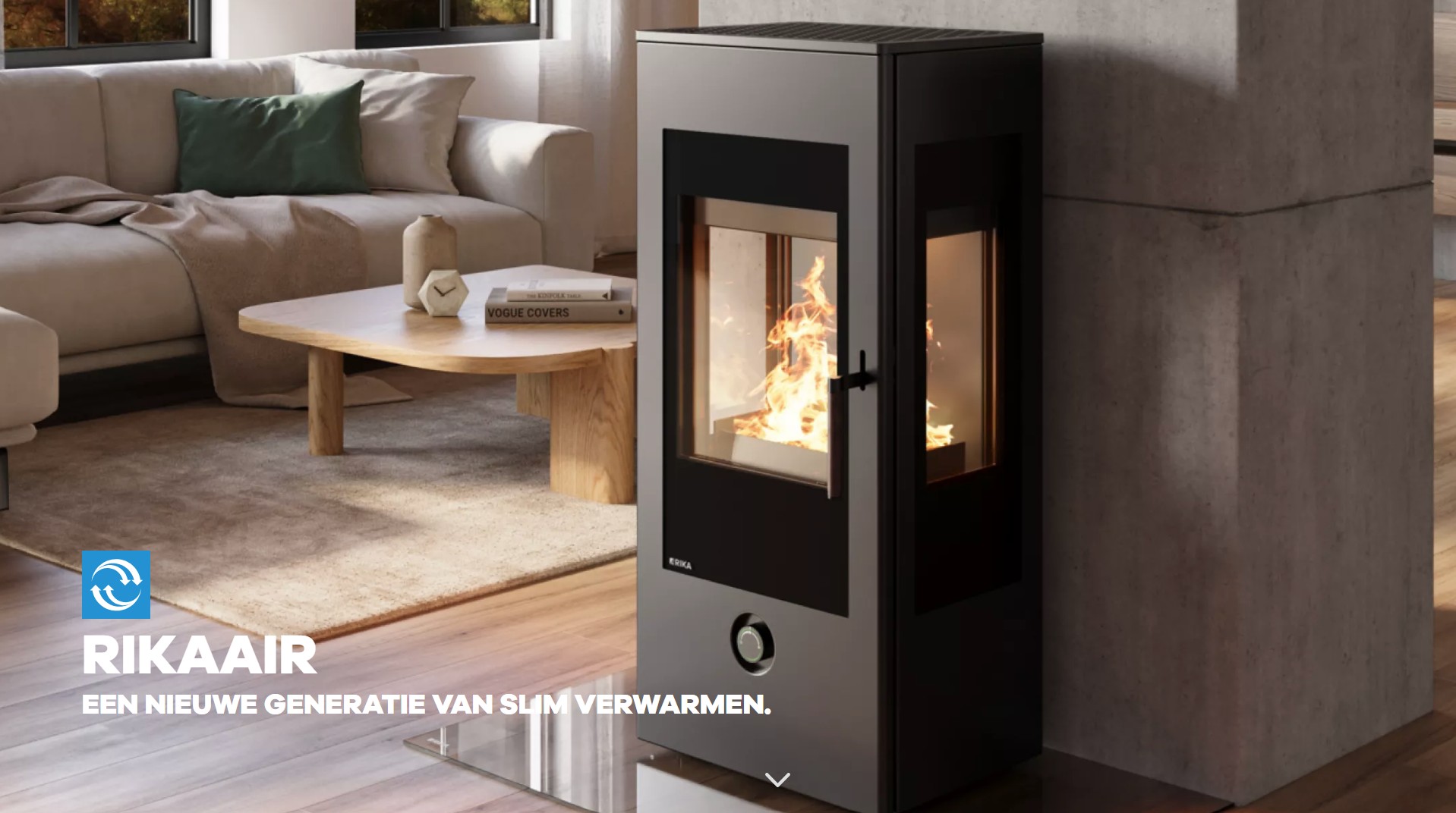 Foto : Een houtkachel met laag verbruik en uitstoot