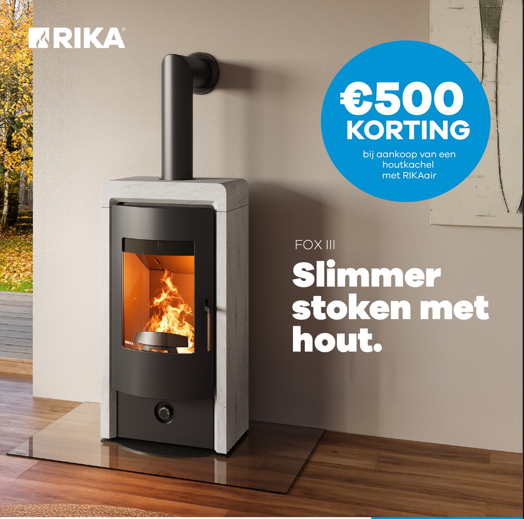 Foto : Een houtkachel met laag verbruik en uitstoot