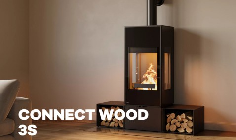 Foto : RIKA CONNECT WOOD 3S: driezijdige houtkachel als blikvanger