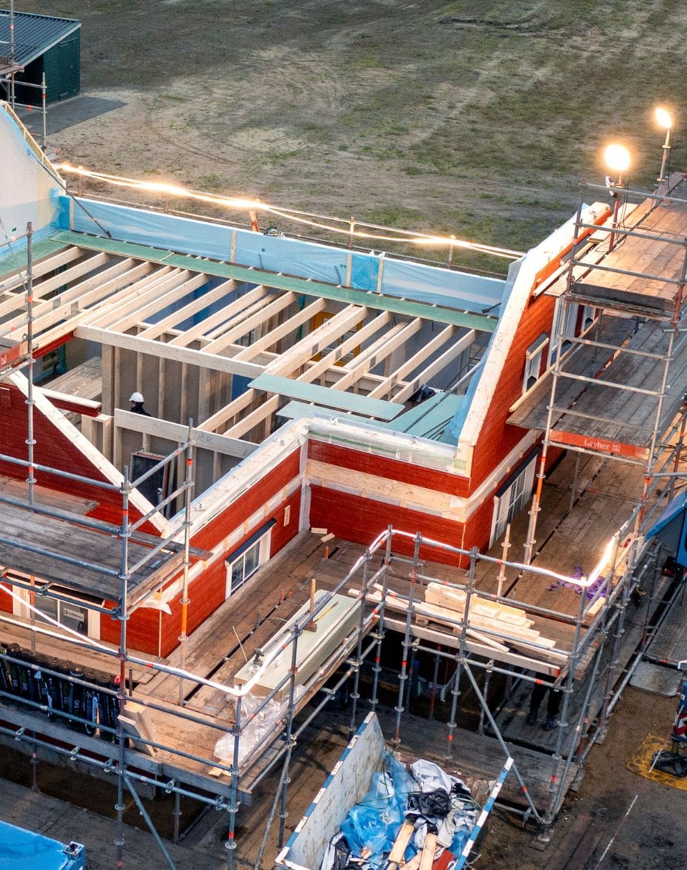 Foto: bouwproces houten woning levande