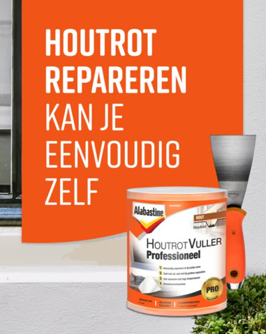 Foto : Houtrot repareren? Met Alabastine Houtrotvuller blijft je houtwerk als nieuw