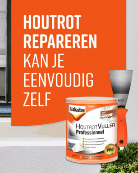 Foto : Houtrot repareren? Met Alabastine Houtrotvuller blijft je houtwerk als nieuw