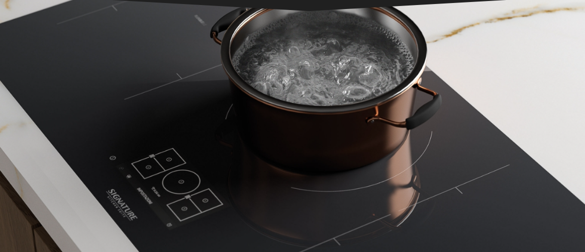 Foto : SKS Flex Inductiekookplaat: flexibel koken met luxe en precisie zwart en zilver
