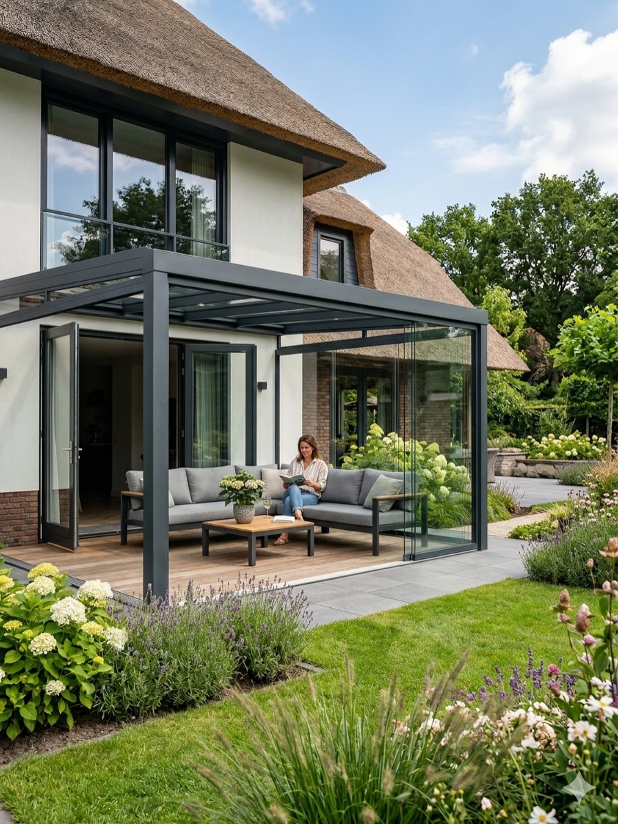 Foto : Zwarte of antraciete veranda: welke past bij jouw tuin?
