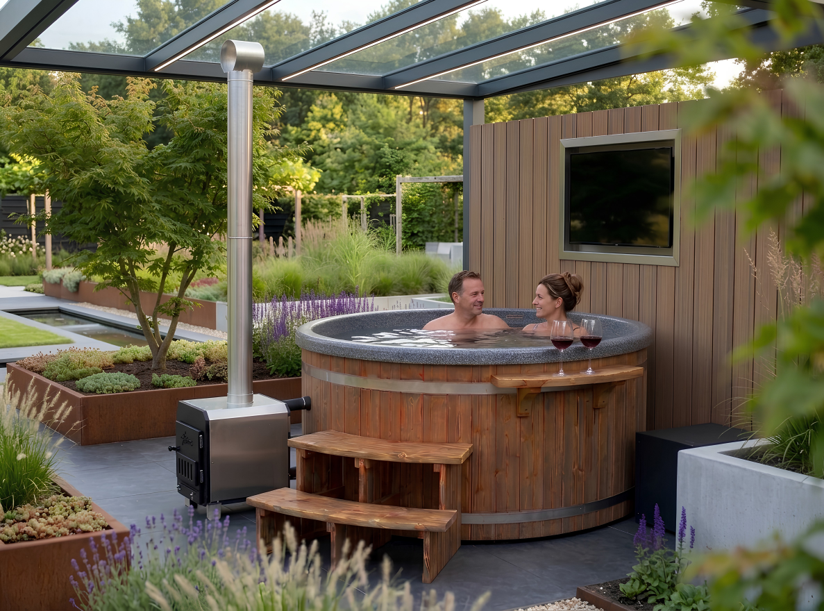 Foto: Hybride hottub met mensen