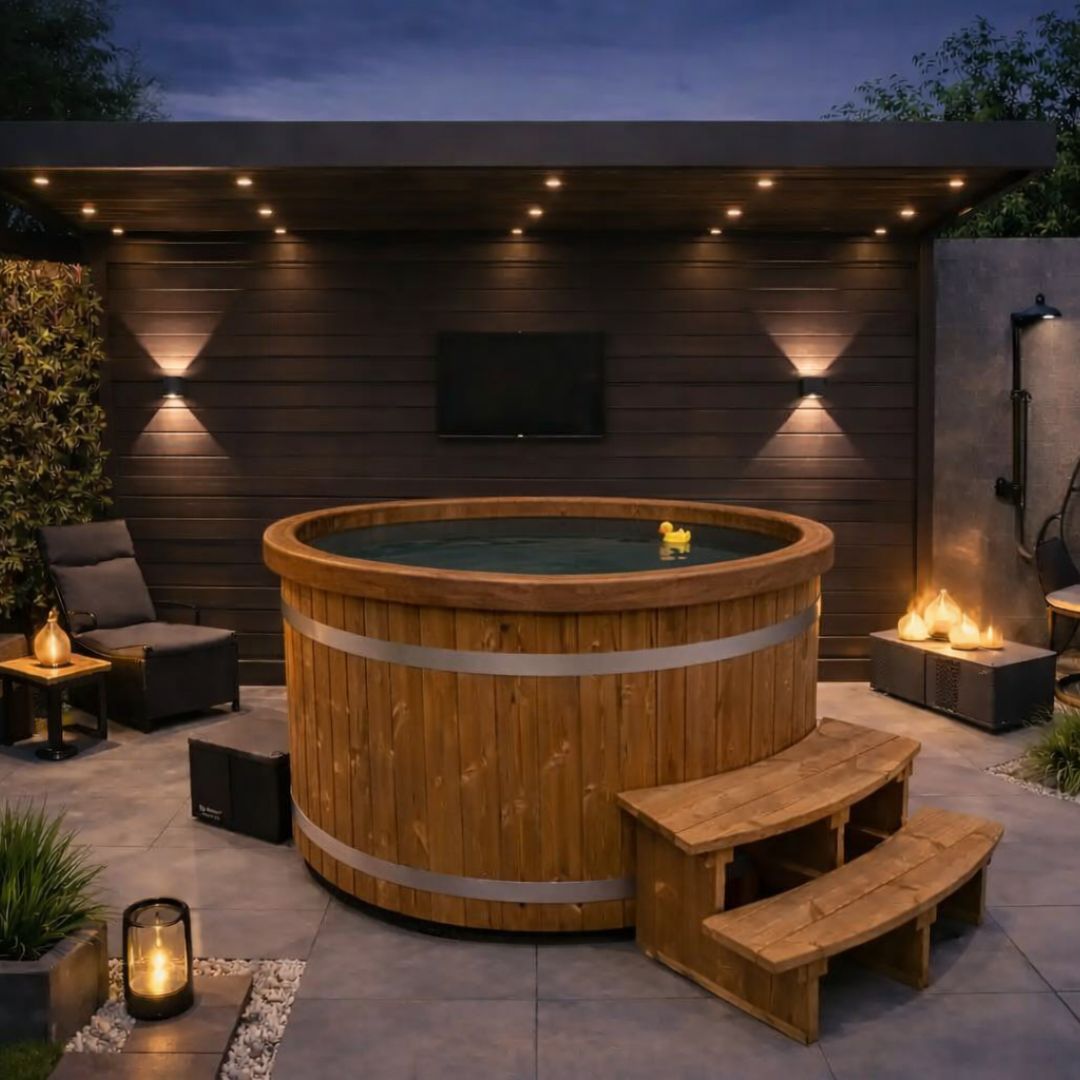 Foto: ticra hottub met wifi warmtepomp thermowood rand