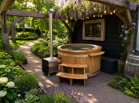 Foto : Hybride hottub: comfortabel genieten in de tuin