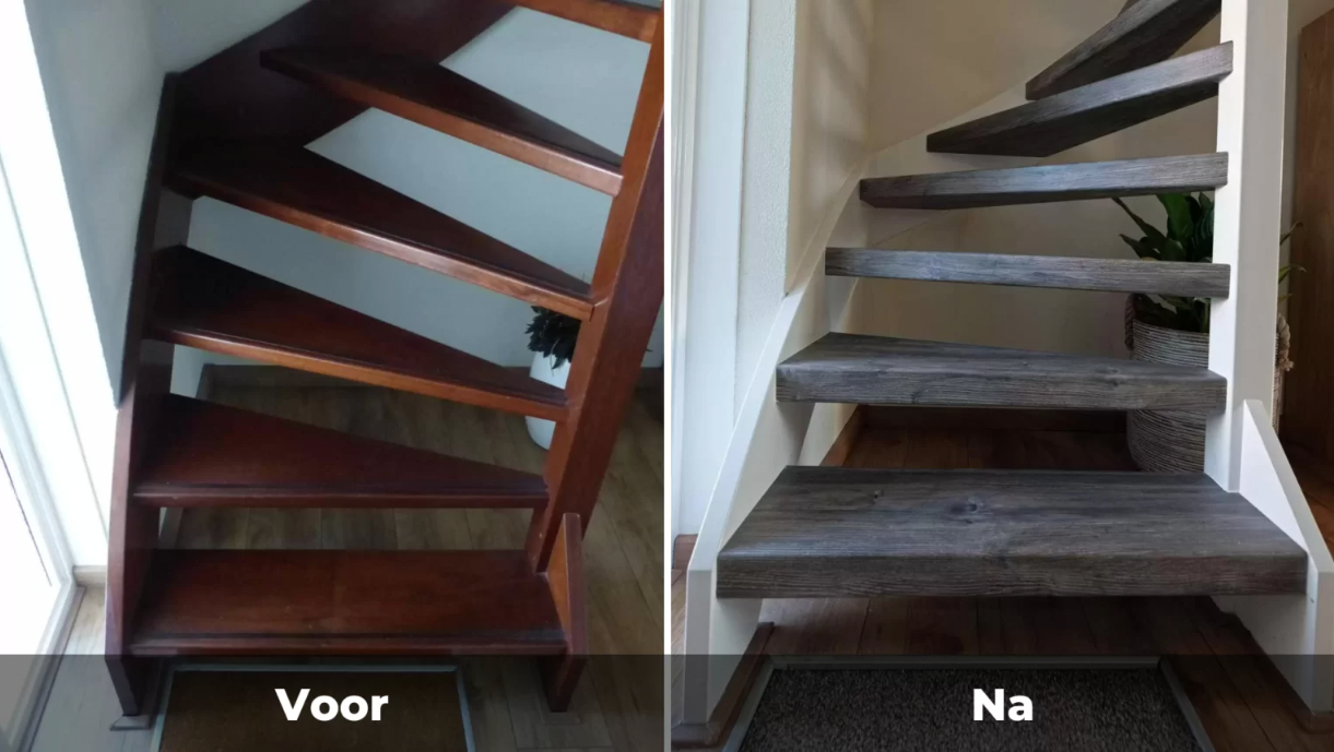 voor en na foto open traprenovatie