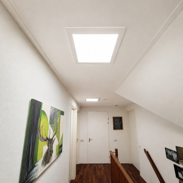 Foto : Powerdaylight Ø35 cm plafondplaat vierkant opbouw wit (binnenzijde)