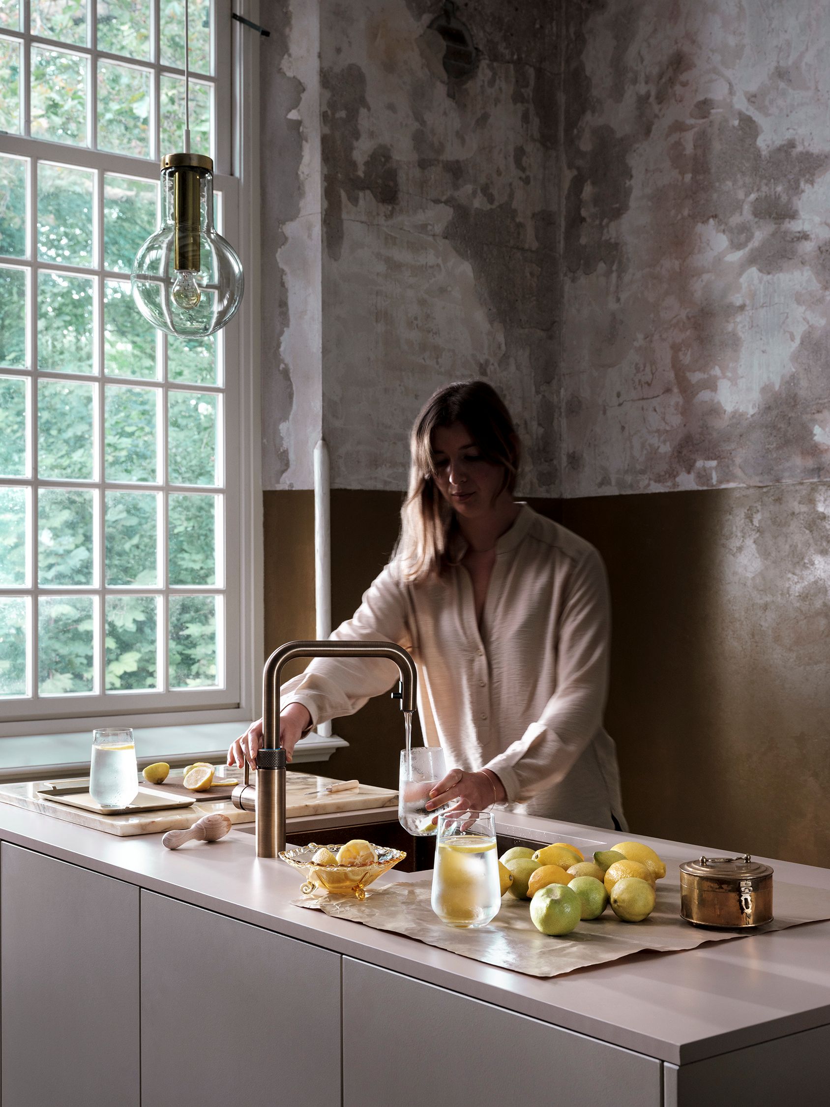 Foto : Geef je keuken karakter met de Quooker Flex messing patina