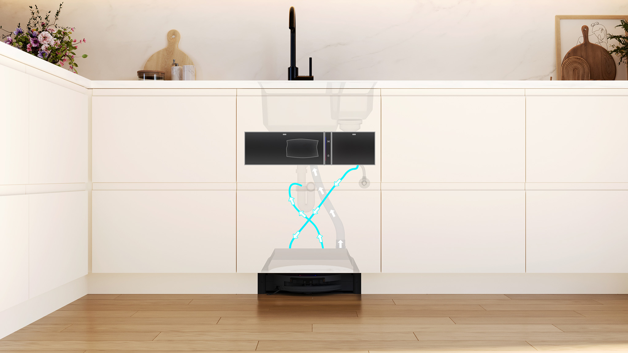 Foto: tieleman keukens bosch keukenapparatuur inbouw robotstofzuiger keuken 2