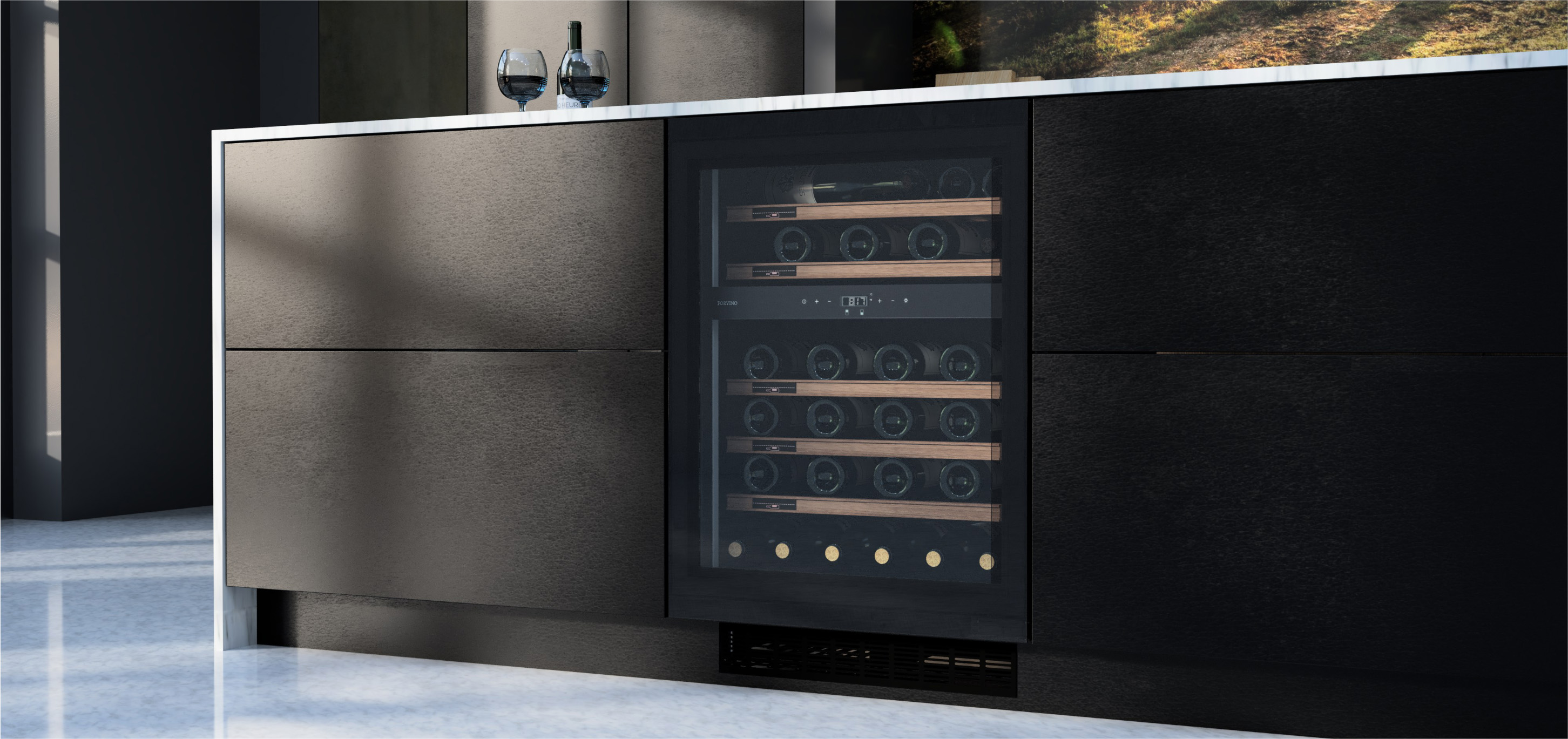 Foto: Tieleman Keukens Forvino Domaine60cm keuken inbouw wijnkoeling