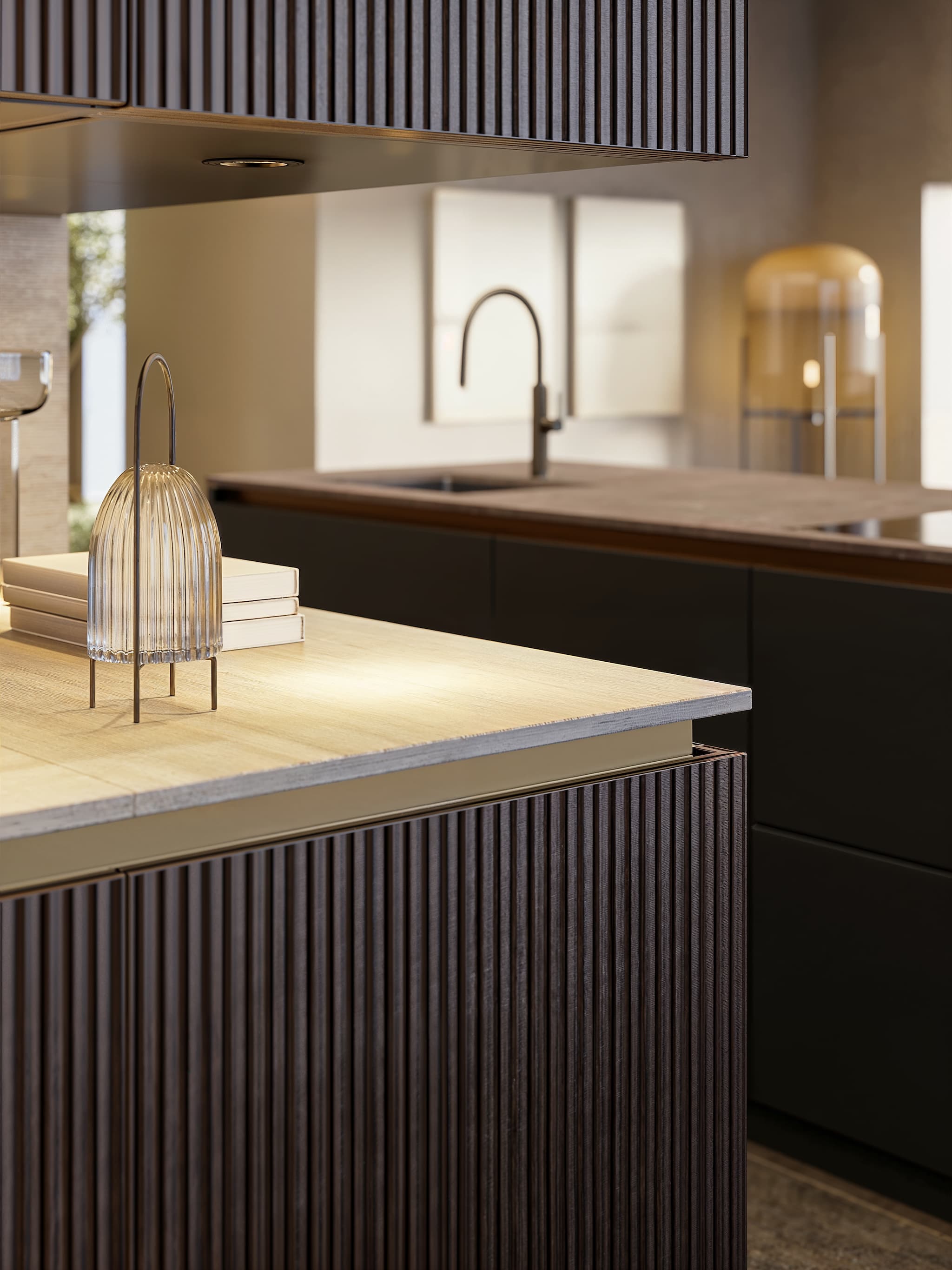 Foto: Tieleman Keukens Keller Keukens keukenmodel Modern Urban met ribbeldecor latjes greeploos 4