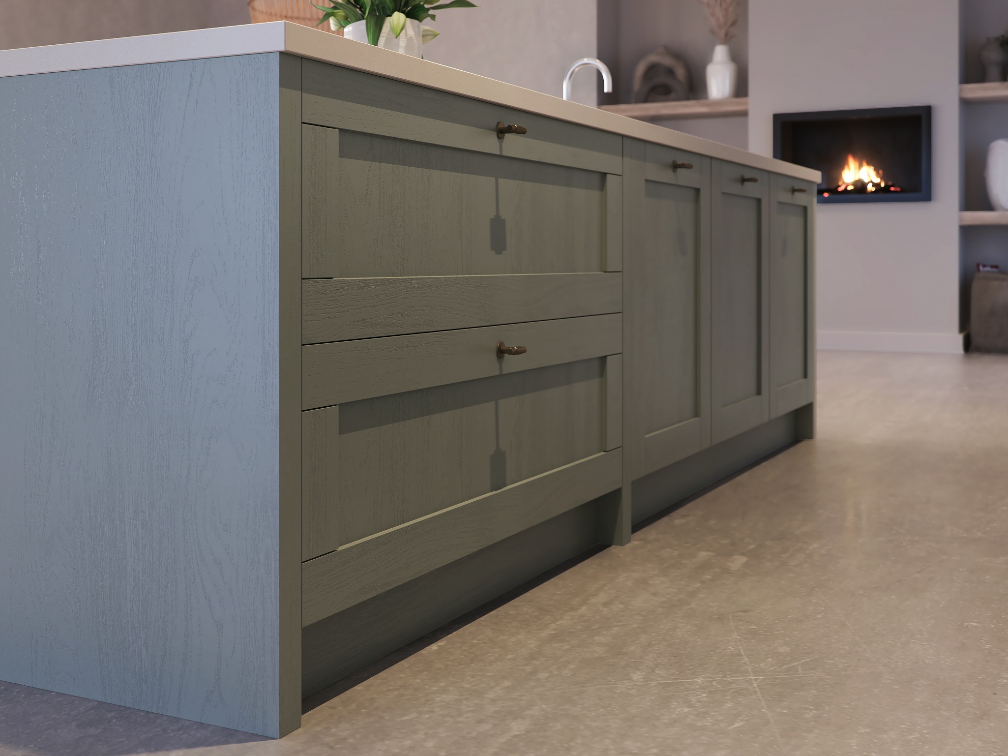 Foto: Keller Keukens Tieleman Keukens New Country kaderdeuren saliegroen 3a