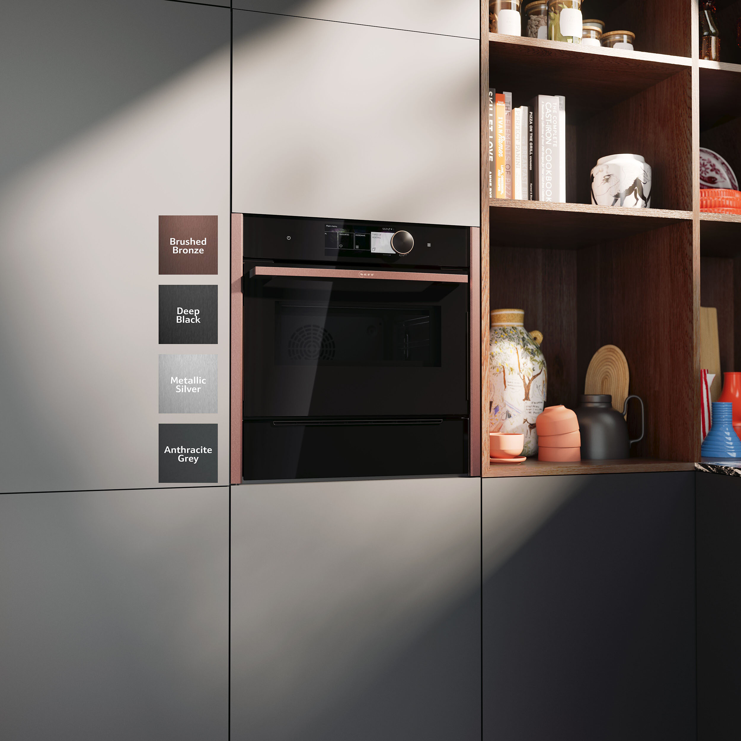 Foto: Tieleman Keukens NEFF keukenapparatuur stoomlade voor in de keuken zwart flex design