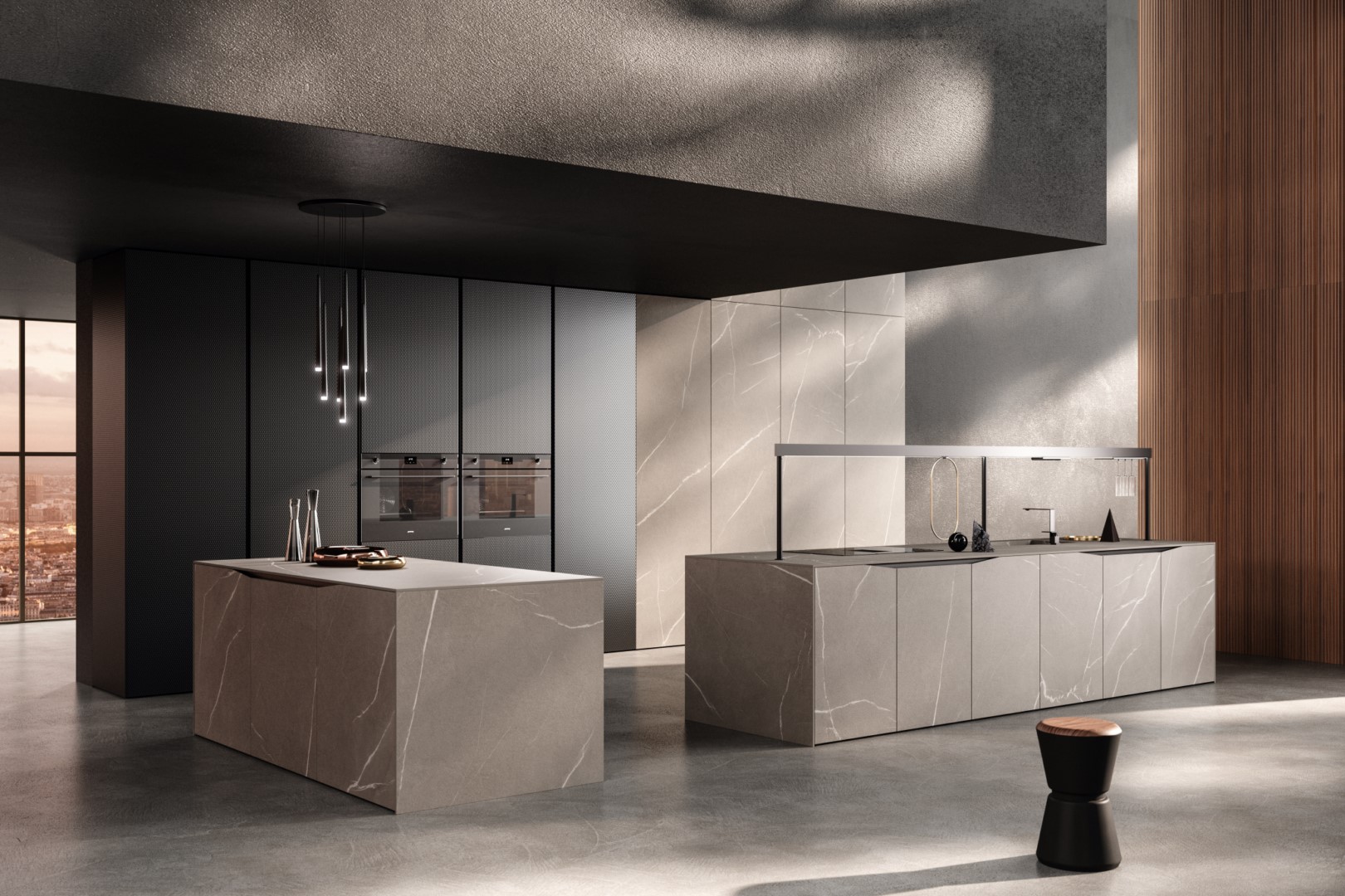 Foto: Italiaanse design keuken Snaidero Elementi grijs marmer zwart Tieleman Keukens 1  Kopieren 