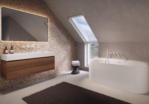 Foto : Een badkamer met een schuin dak: handige suggesties & inspiratie
