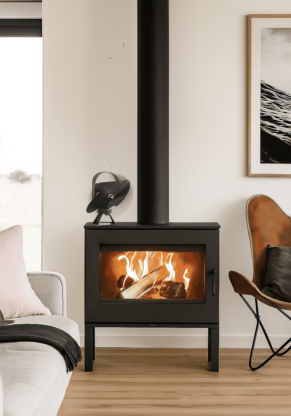 Foto : “De voordelen van een kachelventilator: sneller warm, minder hout”