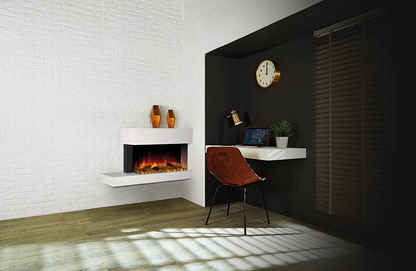 Foto: Wonennl Stovax Skope 70W Outset Trento Right Offset with Log Pebble fuel effects and Decorative column lb 1