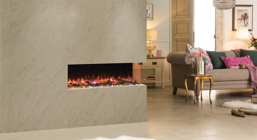 Foto: Wonennl Stovax wandhaarden Skope 110W Outset with Log Pebble fuel effects No2 mi