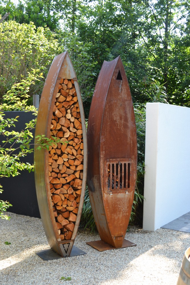 Foto: Zeno Canoa houtopslag buitenhaard tuinhaard terrashaard fireplace cheminee gartenkamin 2