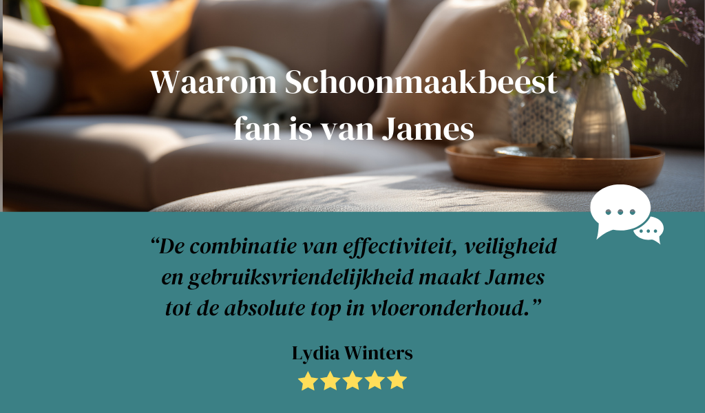 Foto : Schoonmaakbeest test drie James toppers voor vloeronderhoud