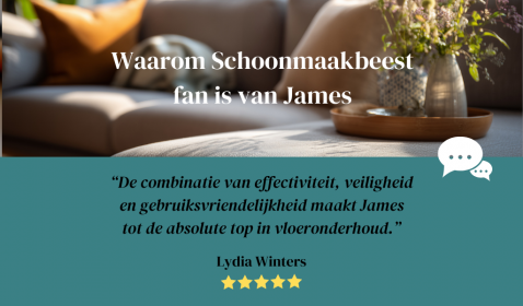 Foto : Schoonmaakbeest test drie James toppers voor vloeronderhoud