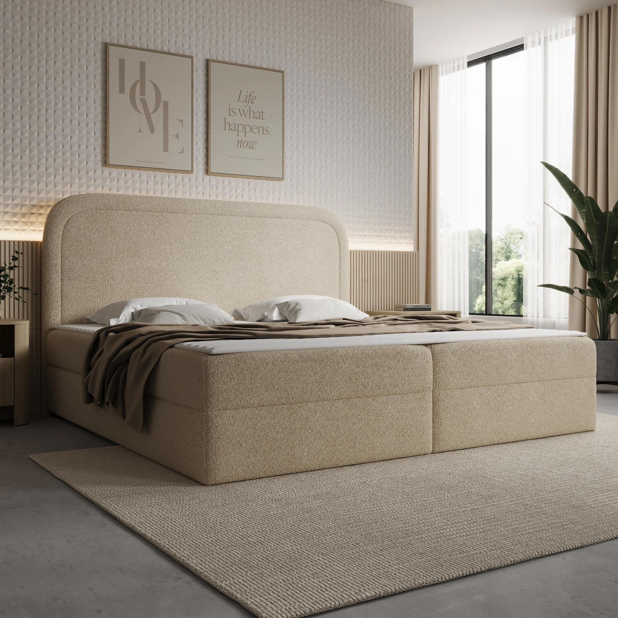Foto: Bastide Boxspring Teddystofbeige 200x200cmmeubella