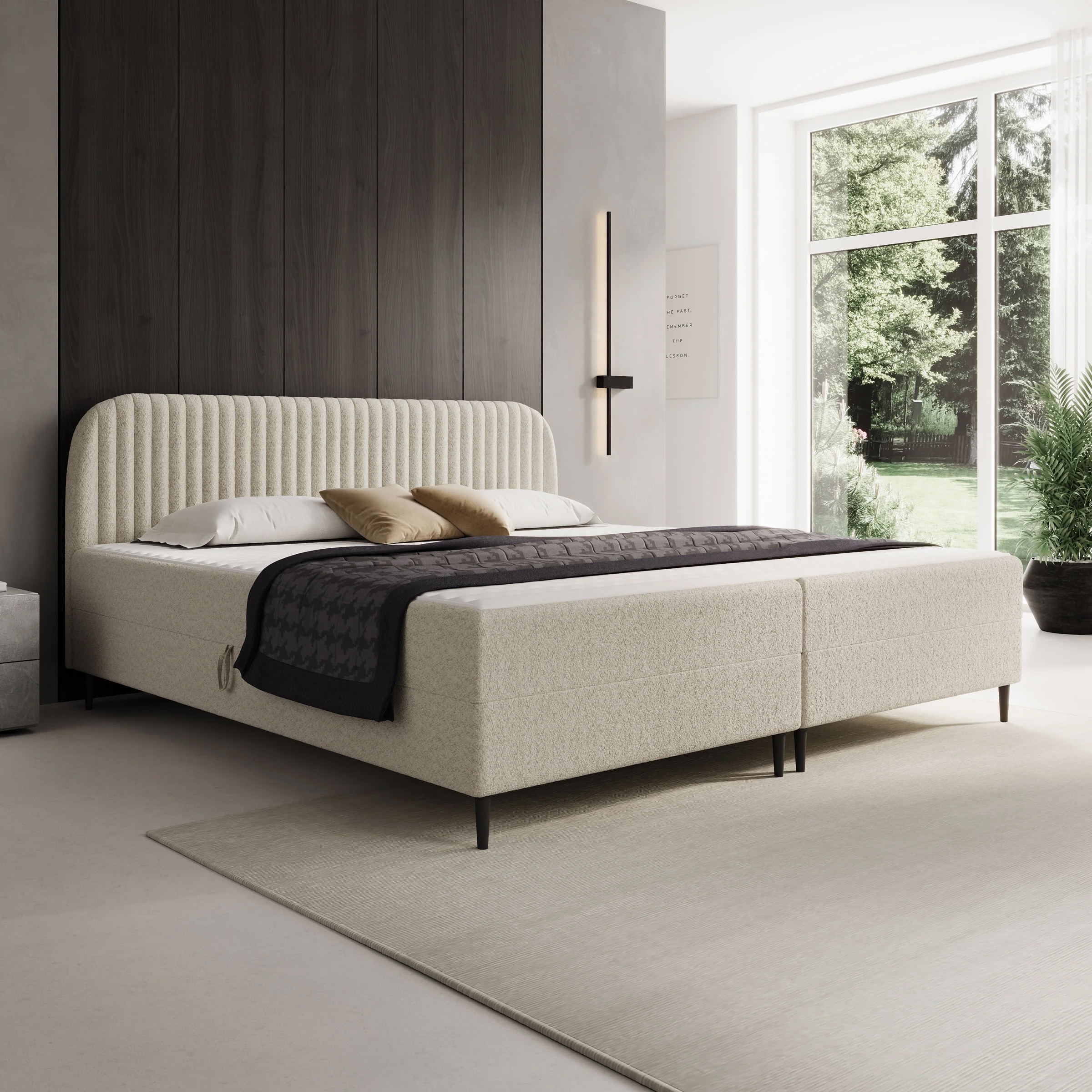 Foto: Bosque Boxspringmetopbergruimte Teddystofbeige 200x200cmmeubella