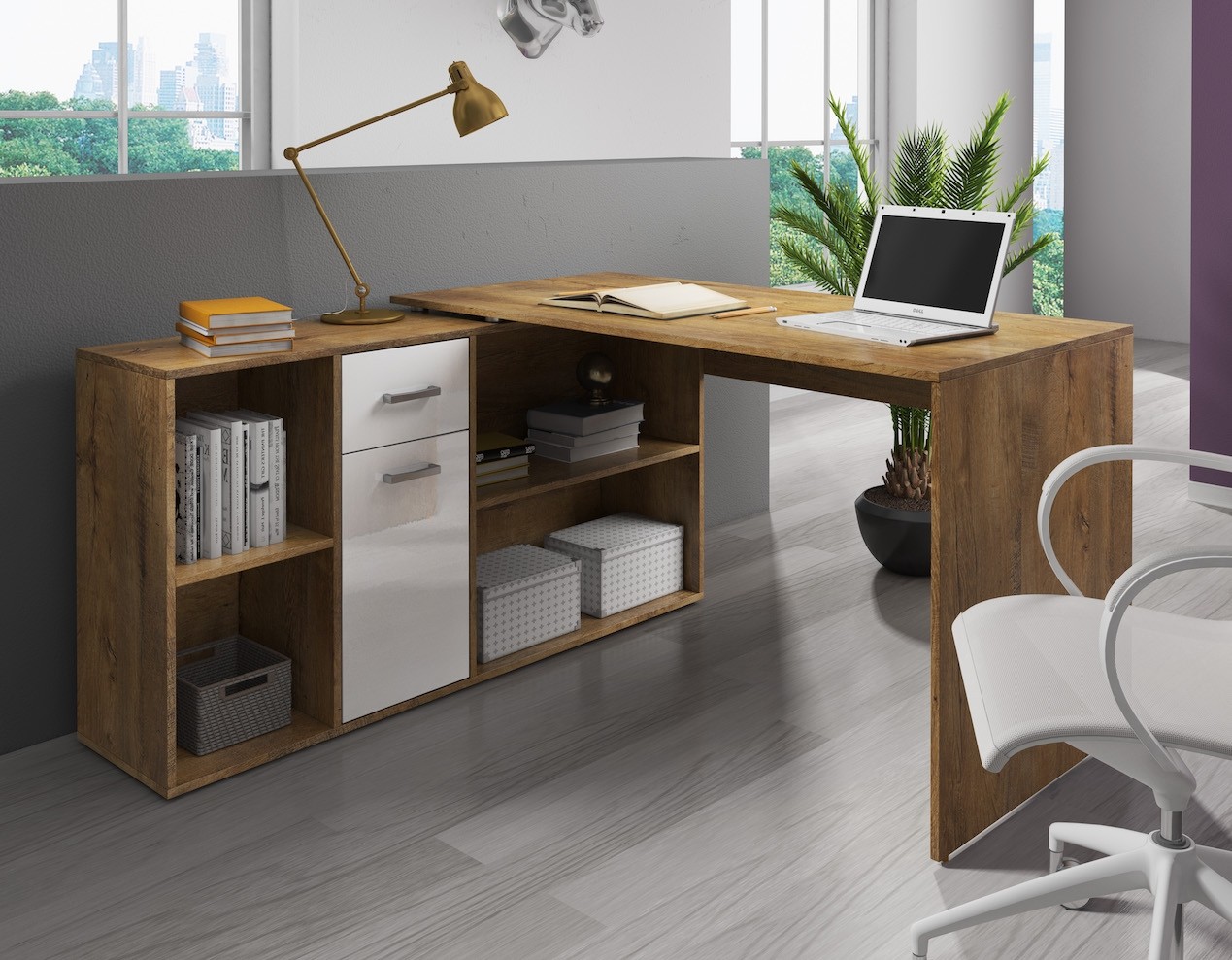 Foto: bureau baxter donker eiken wit