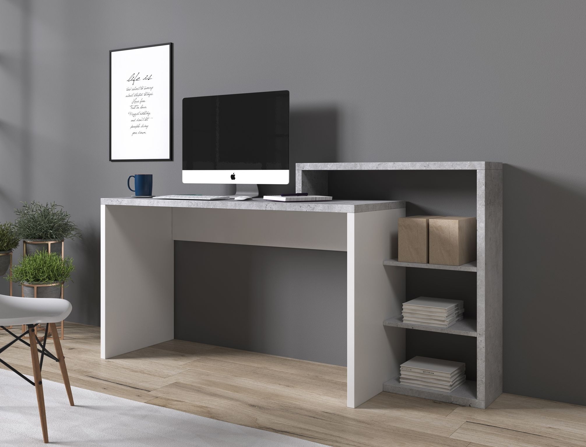 Foto: bureau bello beton wit 170cm