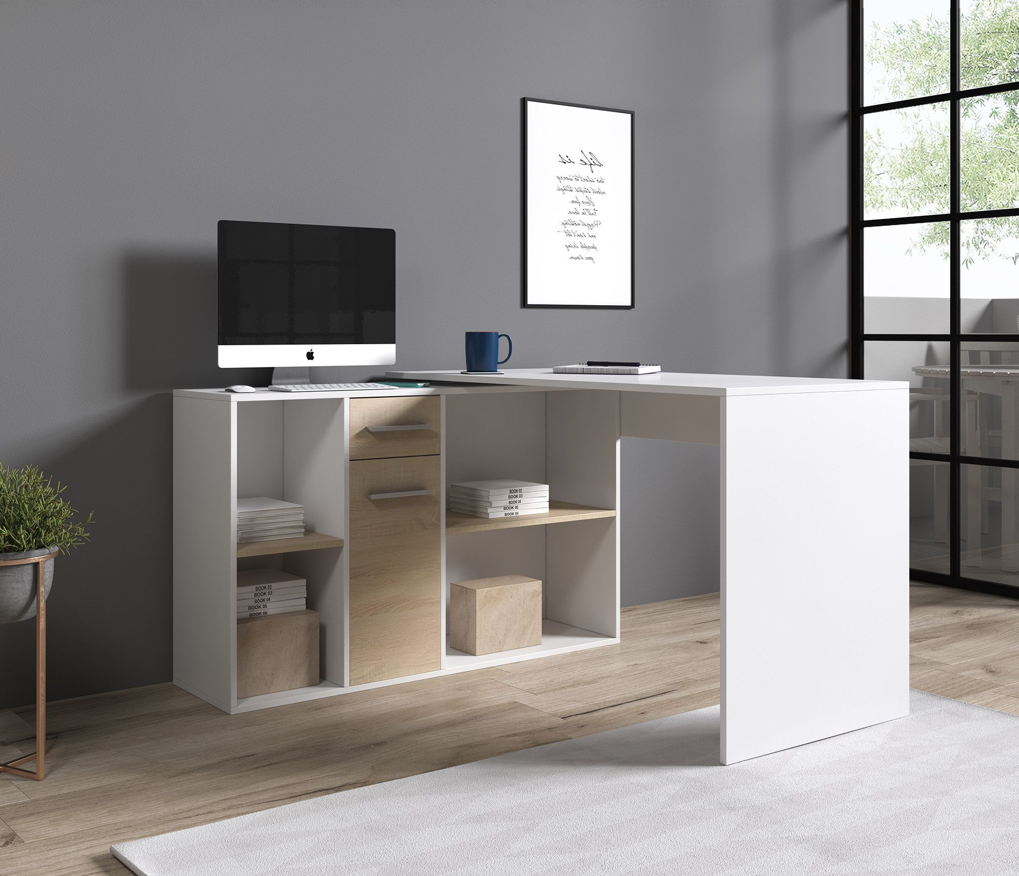 Foto: bureau milan licht eiken wit