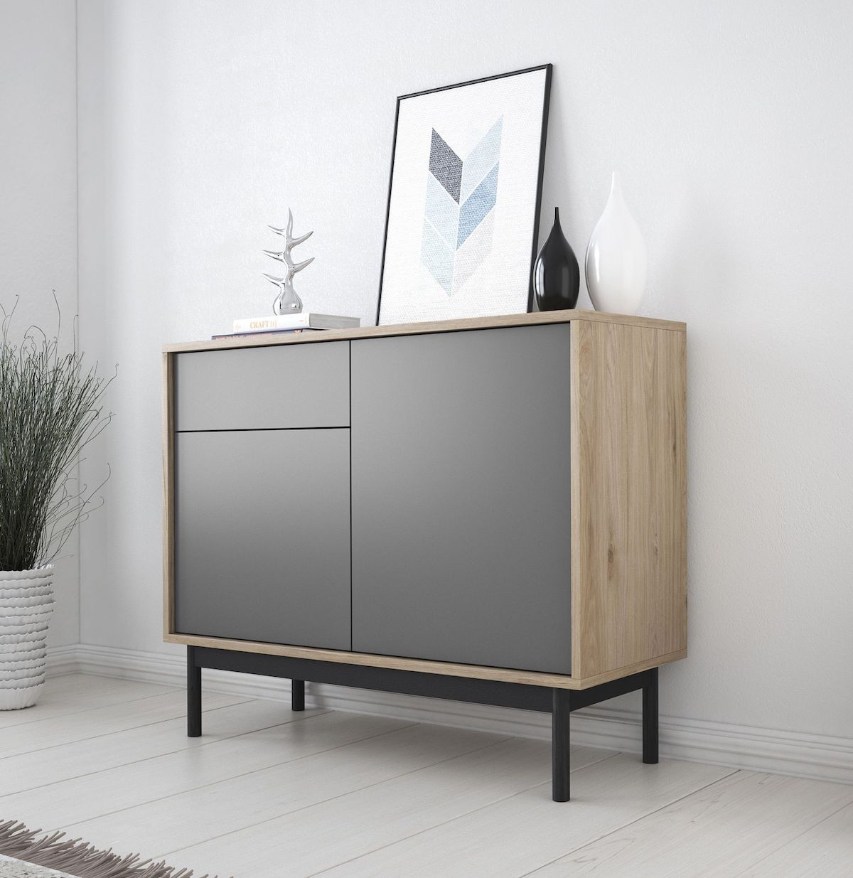 Foto: dressoir bryton   eiken   grijs   104 cm   meubella