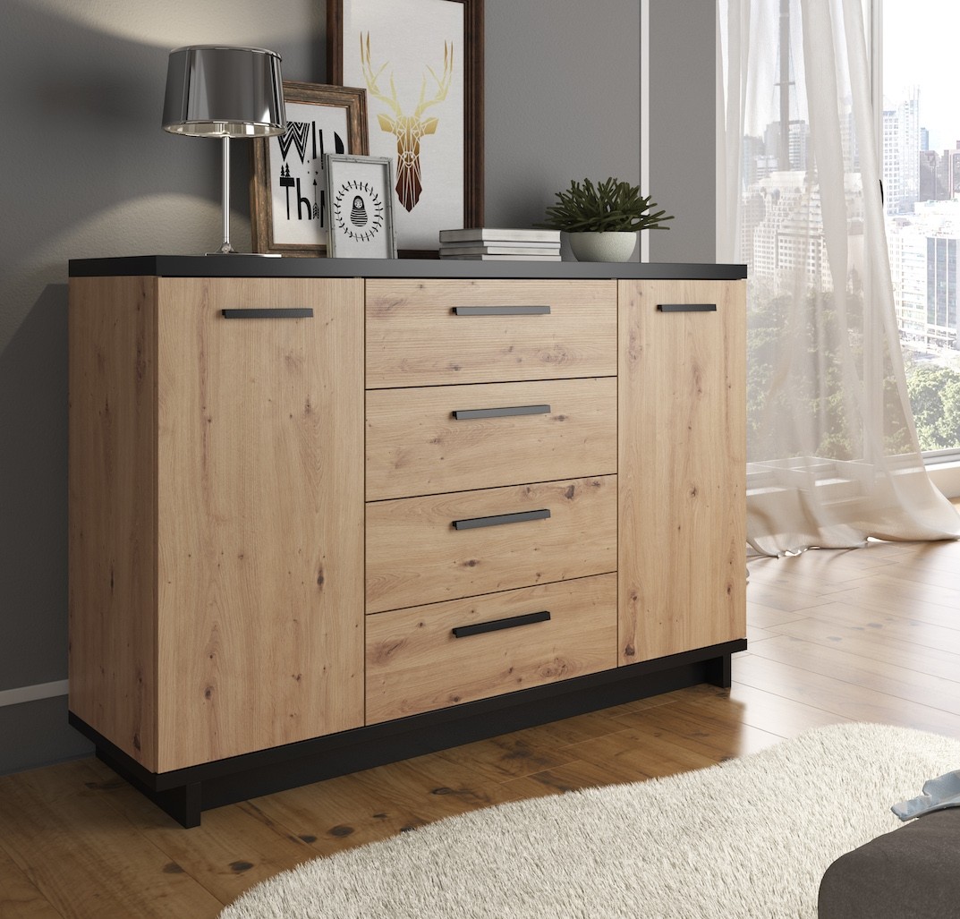 Foto: dressoir incala eiken zwart 135cm