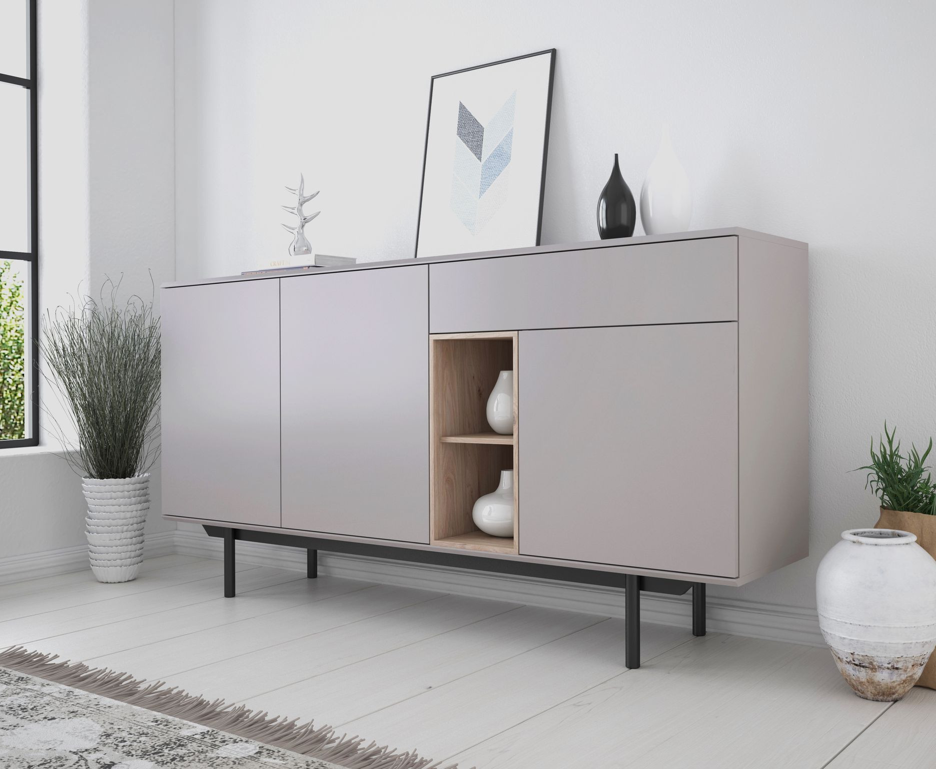 Foto: dressoir iris grijs eiken 175cm