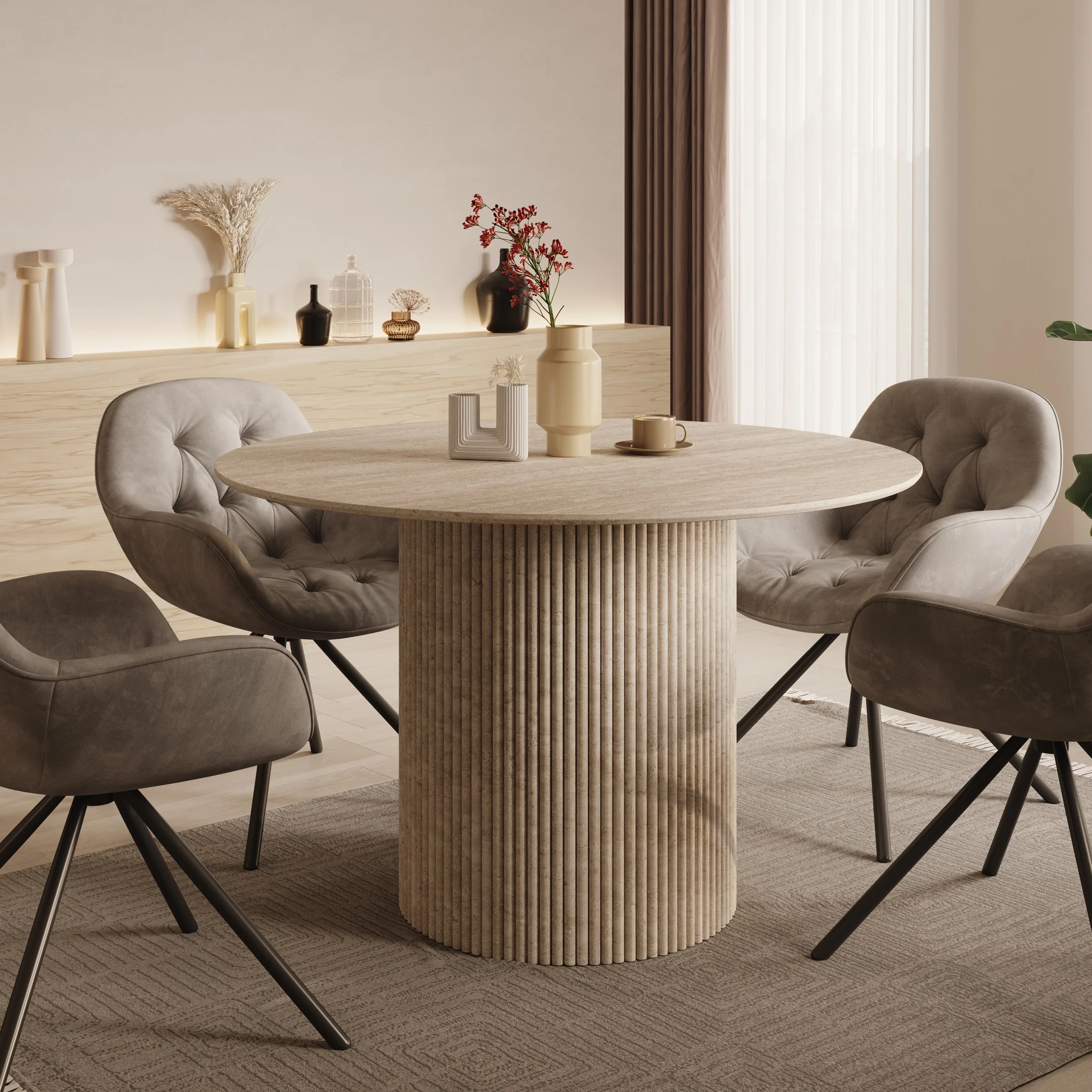 Foto: Modena Eetkamertafel Travertin 120x120x76cmmeubella 1edf8360 be7a 4aae 8873 70c6276ad232