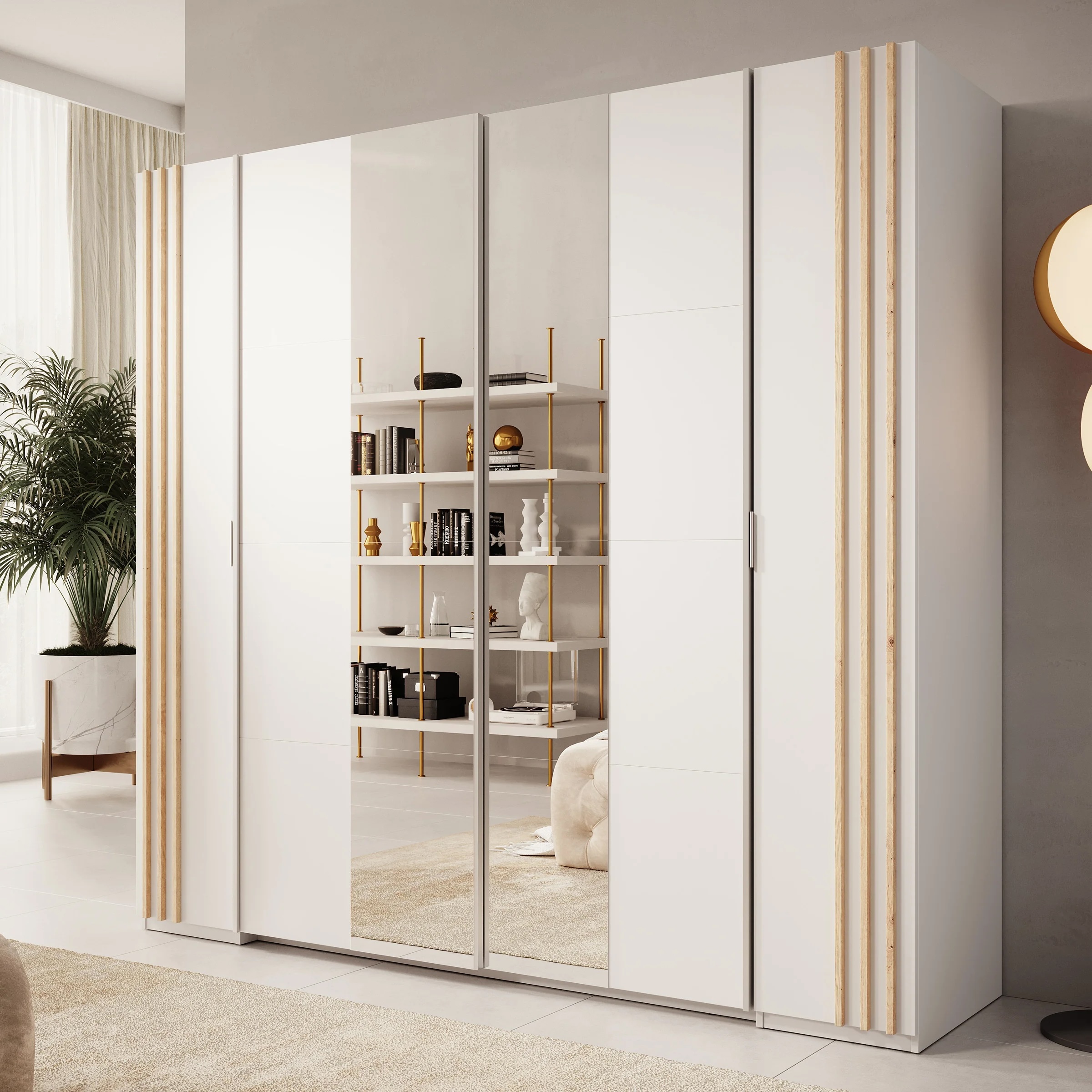 Foto: kledingkast franklin   wit   220 cm   met spiegel
