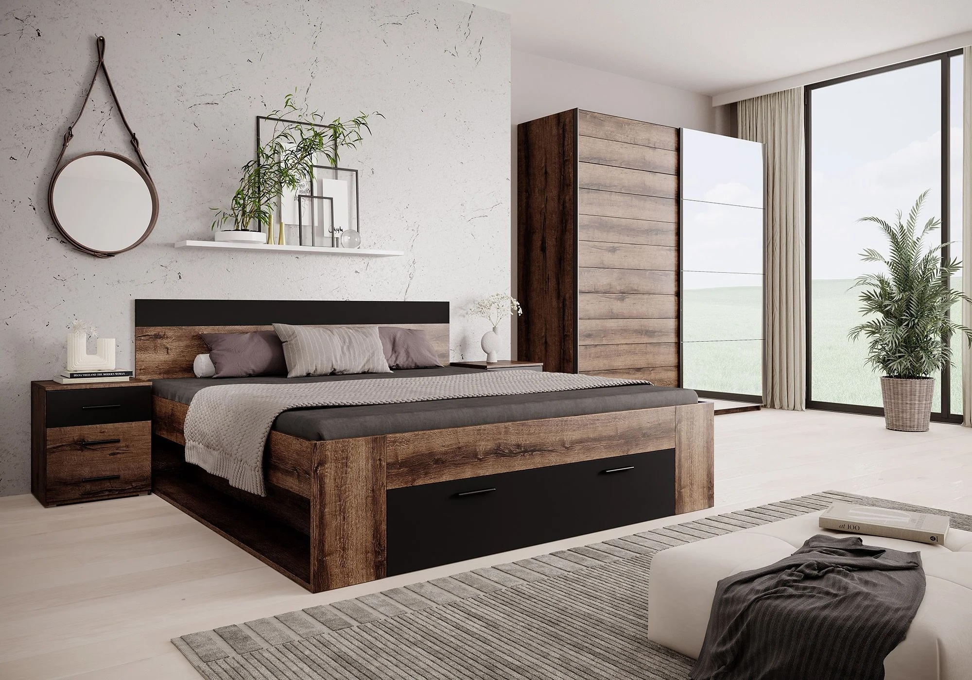 Foto: slaapkamer brown   zwart   eiken 160   klein meubella 1 1
