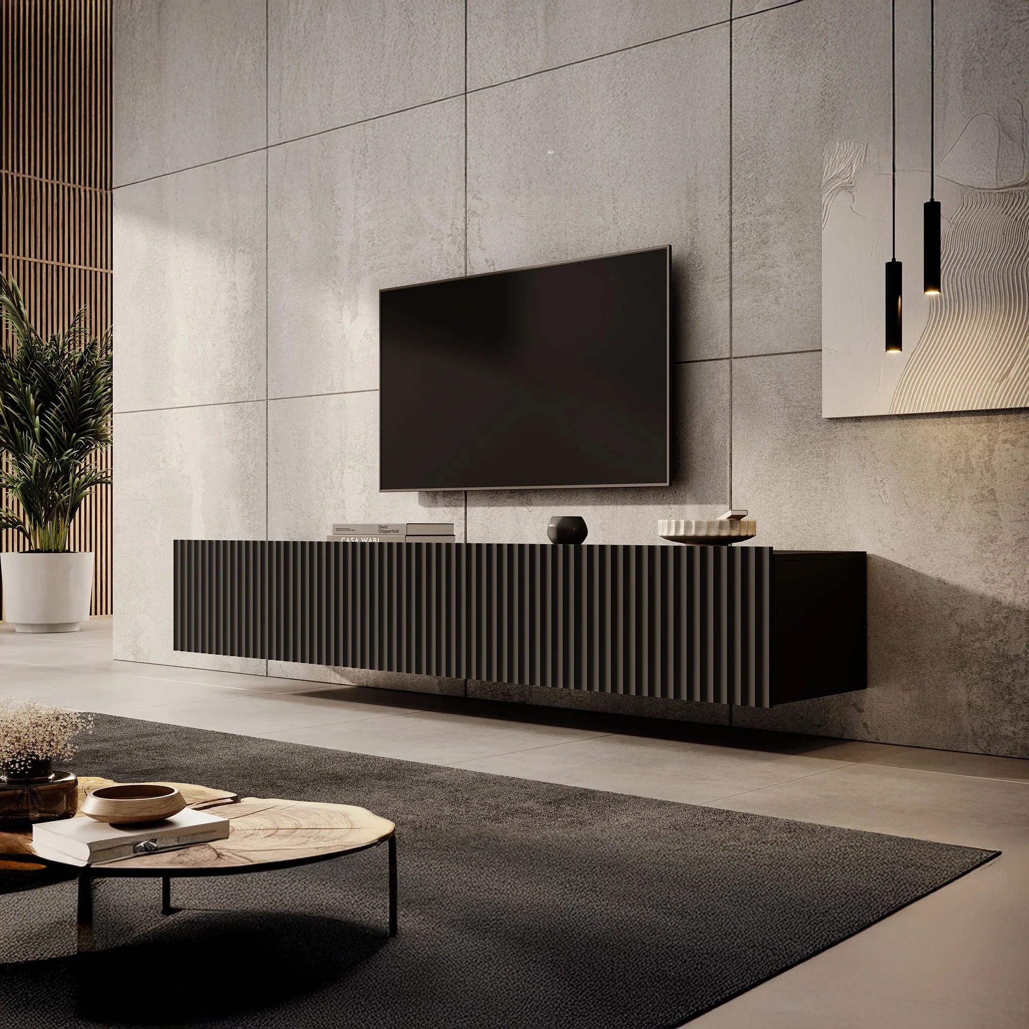 Foto: tv meubel pepinos mat zwart 200cm 4a575d4f 688f 4bf3 abb9 867beded7d63